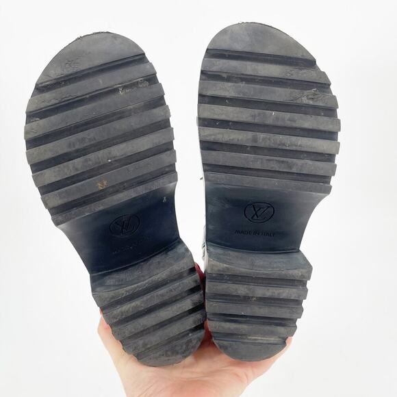 Louis Vuitton Black Leather Samourai Platform Chain Link Chunky Sandal EU 37 - Picture 12 of 15